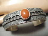 Important Navajo Domed Coral Sterling Silver Native American Bracelet-Nativo Arts