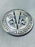 One Of The Eldest Native American Navajo Artist Vintage Sterling Silver Geometirc Buckle-Nativo Arts