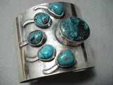 Huge Yazzie Turquoise Vintage Native American Navajo Sterling Silver Bracelet-Nativo Arts