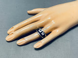 Midnight Two Pueblo Vintage Native American Navajo Sterling Silver Inlay Ring-Nativo Arts