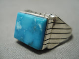 Impressive Vintage Native American Navajo Blue Diamond Turquoise Sterling Silver Ring-Nativo Arts