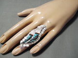 Expressive Vintage Zuni Turquoise Sterling Silver Ring Native American Old-Nativo Arts