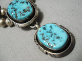 Wonderful Vintage Native American Navajo Baca Sterling Silver Blue Turquoise Necklace-Nativo Arts