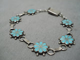 Vintage Zuni Native American Blue Gem Turquoise Sterling Silver Bracelet-Nativo Arts