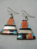Native American Superior Vintage Santo Domingo Turquoise Sterling Silver Earrings Old-Nativo Arts
