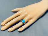 Gary Custer Fabulous Vintage Native American Navajo Kingman Turquoise Sterling Silver Ring-Nativo Arts