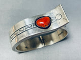 One Of The Most Unique Ever Vintage Native American Navajo Croal Sterling Silver Hinge Bracelet-Nativo Arts