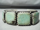 Heavy Vintage Native American Navajo Green Turquoise Sterling Silver Bracelet-Nativo Arts