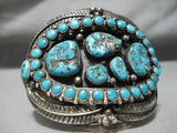 Best Vintage Native American Navajo Snake Eyes Turquoise Sterling Silver Leaf Bracelet Old-Nativo Arts