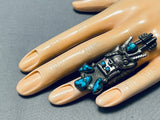 Native American Colossal Vintage Navajo Kachian Turquoise Sterling Silver Ring Old-Nativo Arts