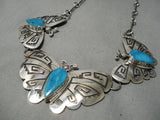Amazing Everett Teller Vintage Native American Navajo Teardrop Turquoise Necklace Old-Nativo Arts