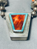 One Of The Best Ever Vintage Native American Navajo Turquoise Sterling Silver Tube Necklace-Nativo Arts