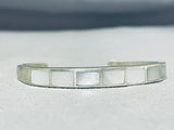 Lovely Vintage Native American Navajo Mother Of Pearl Inlay Sterling Silver Bracelet-Nativo Arts