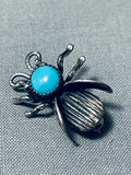 Marvelous Vintage Native American Navajo Turquoise Sterling Silver Beetle Pin-Nativo Arts