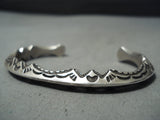 Important Adakai Scalloped Vintage Native American Navajo Sterling Silver Bracelet-Nativo Arts