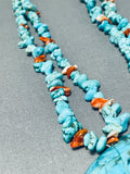 Native American Dramatic Vintage Santo Domingo Turquoise & Shell Sterling Silver Necklace-Nativo Arts