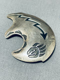 Fabulous Vintage Native American Navajo Sterling Silver Handcarved Bear Pin-Nativo Arts