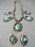 Quality Vintage Native American Navajo Cario Lake Turquoise Sterling Silver Necklace Old-Nativo Arts