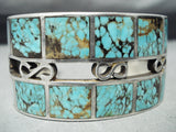 One Of The Best Ever Vintage Native American Navajo #8 Turquoise Sterling Silver Inlay Bracelet-Nativo Arts