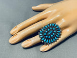 One Of The Best Vintage Native American Navajo Turquoise Sterling Silver Ring Old-Nativo Arts