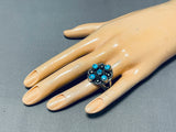 Brilliant Vintage Native American Navajo Morenci Turquoise Sterling Silver Ring-Nativo Arts