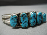 Magnificent Vintage Native American Navajo Graduating Turquoise Sterling Silver Bracelet Old-Nativo Arts