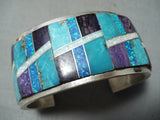 One Of The Most Intricate Native American Navajo Turquoise Opal Sterling Silver Bracelet-Nativo Arts