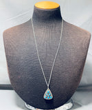 Marvelous Vintage Native American Navajo Signed 6 Kingman Turquoise Sterling Silver Necklace-Nativo Arts