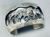 One Of The Most Detailed Vintage Native American Navajo Horse Turquoise Sterling Silver Bracelet-Nativo Arts