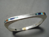 Native American Important Vintage Walapai Turquoise Sterling Silver Bangle Bracelet Old-Nativo Arts