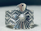 Phenomenal Native American Navajo Signed Sterling Silver Thunderbird Ring-Nativo Arts