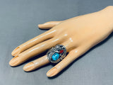 Magnificent Vintage Native American Hopi Sleeping Beauty Turquoise Sterling Silver Ring Signed-Nativo Arts