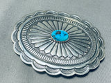 Tremendous Vintage Native American Navajo Morenci Turquoise Sterling Silver Buckle-Nativo Arts