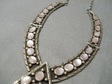 Exquisite Vintage Native American Navajo Pink Shell Sterling Silver Necklace Old-Nativo Arts