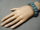 Quality Ideal Vintage Native American Navajo Turquoise Row Sterling Silver Bracelet Old-Nativo Arts