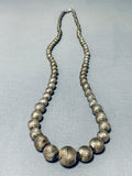 Native American Unique Bead Vintage Navajo Sterling Silver Necklace Old-Nativo Arts