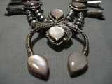 Exquisite Vintage Native American Navajo Sterling Silver Pearl Squash Blossom Necklace-Nativo Arts