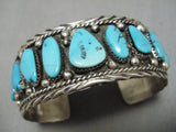 Dean Brown Natural Turquoise Vintage Native American Navajo Sterling Silver Bracelet Old-Nativo Arts