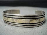 Bruce Morgan Vintage Native American Navajo Sterling Silver And 14k Gold Bracelet-Nativo Arts