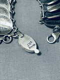 Native American Very Rare Silver Coin Turquoise Inlay Sterling Silver Link Bracelet-Nativo Arts