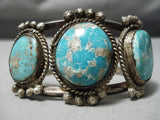 One Of Best Vintage Native American Navajo Gilber Turquoise Sterling Silver Bracelet-Nativo Arts