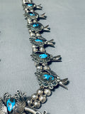 247 Gram Bisbee Turquoise Vintage Native American Navajo Sterling Silver Suqash Blossom Necklace-Nativo Arts