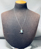 Awesome Vintage Native American Zuni Blue Gem Turquoise Mother Of Pearl Inlay Turtle Necklace-Nativo Arts