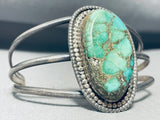Native American Large Rare Spiderweb Green Turquoise Sterling Silver Vintage Bracelet-Nativo Arts