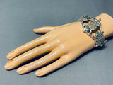Whimsical Native American Navajo Sterling Silver Toads Bracelet Signed-Nativo Arts