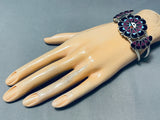 Very Unique Sugulite Inlay Vintage Native American Zuni Sterling Silver Bracelet-Nativo Arts