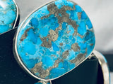 Huge Turquoise Chunk Native American Navajo Sterling Silver Concho Belt Rare!-Nativo Arts
