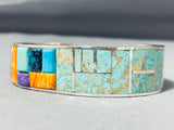 Dramatic Native American Navajo Turquoise Sterling Silver Bracelet-Nativo Arts