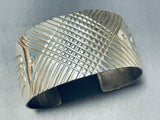 Spectacular Criss Cross Vintage Native American Navajo Sterling Silver Bracelet-Nativo Arts