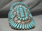 Biggest Best Vintage Native American Navajo #8 Turquoise Sterling Silver Bracelet Old-Nativo Arts
